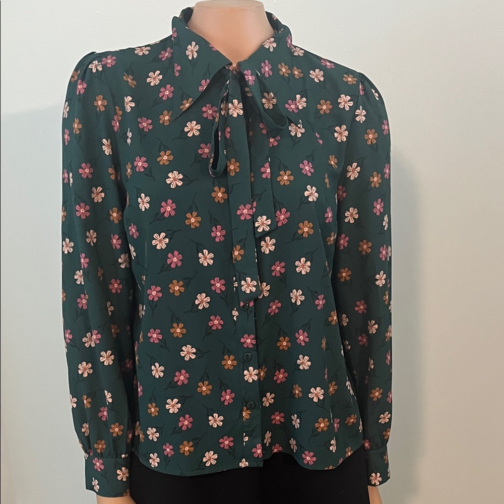 Princess Highway Dark Green Floral Blouse